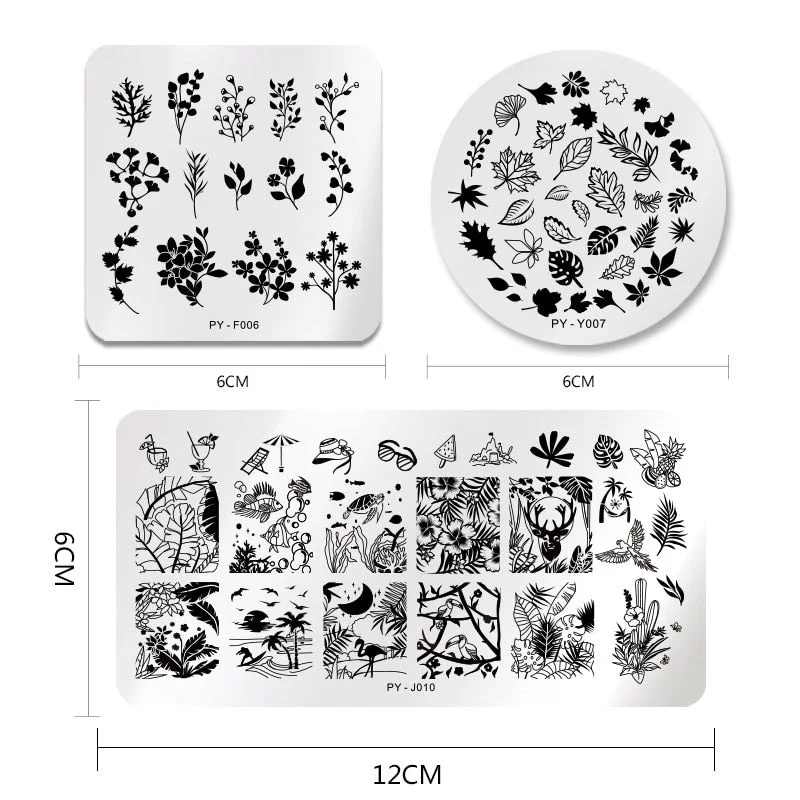 PICT YOU Nail Stamping Plates Tropical Collection Nail Art Stamp Templates DIY Nail Image Plate Stainless Steel Design Tool-Nail Inspo
