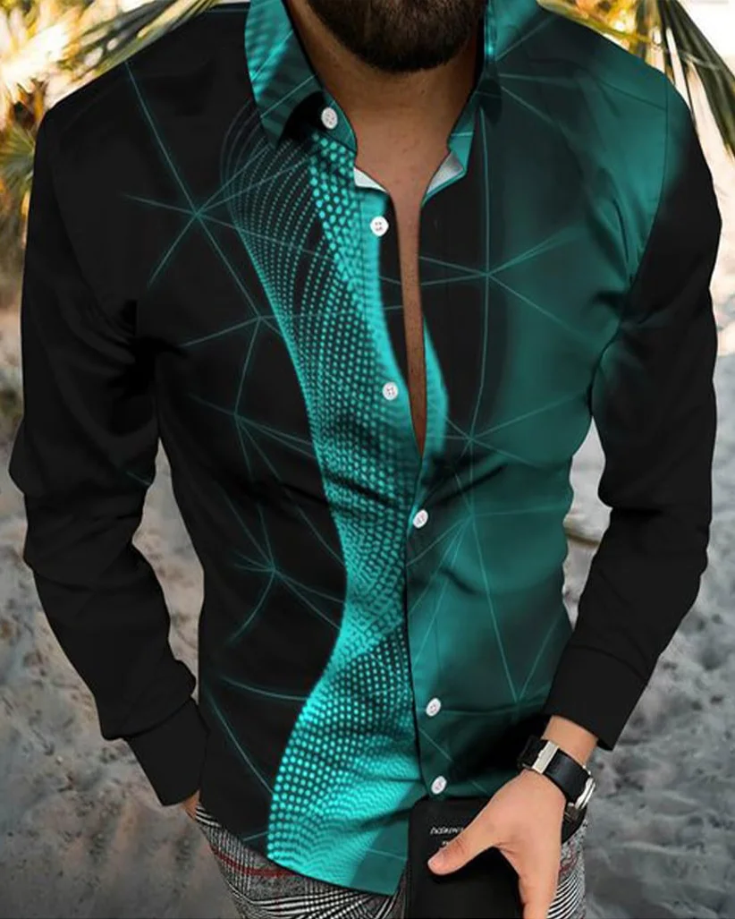 Suitmens Men's Geometric Phantom Long Sleeve Shirt 028