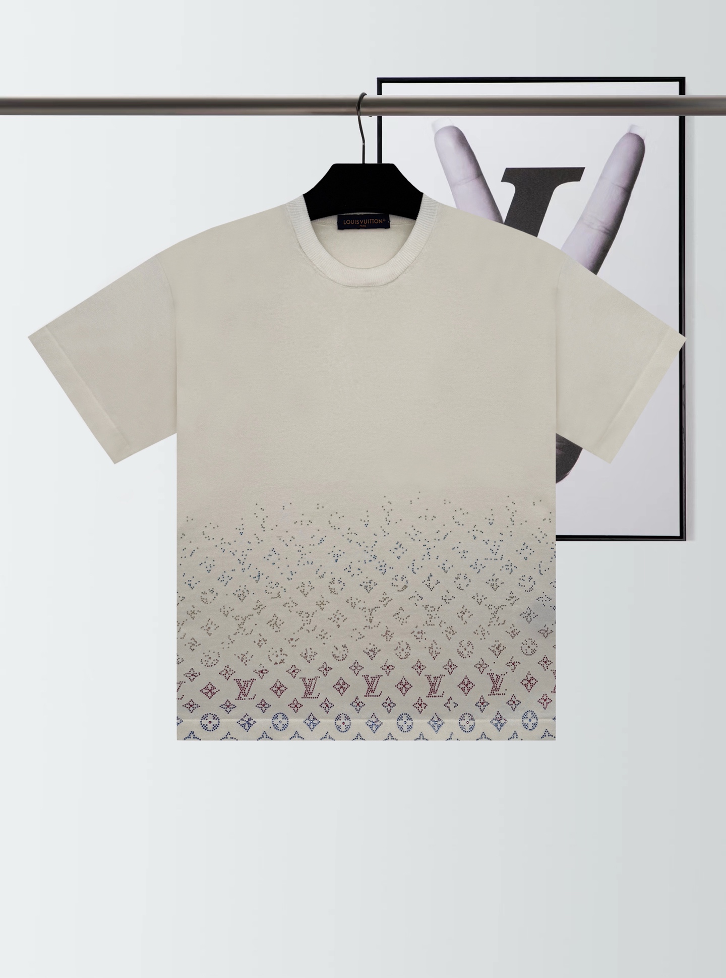 高仿衣服 Louis Vuitton 漸變裝飾圓領短袖T恤 黑/白