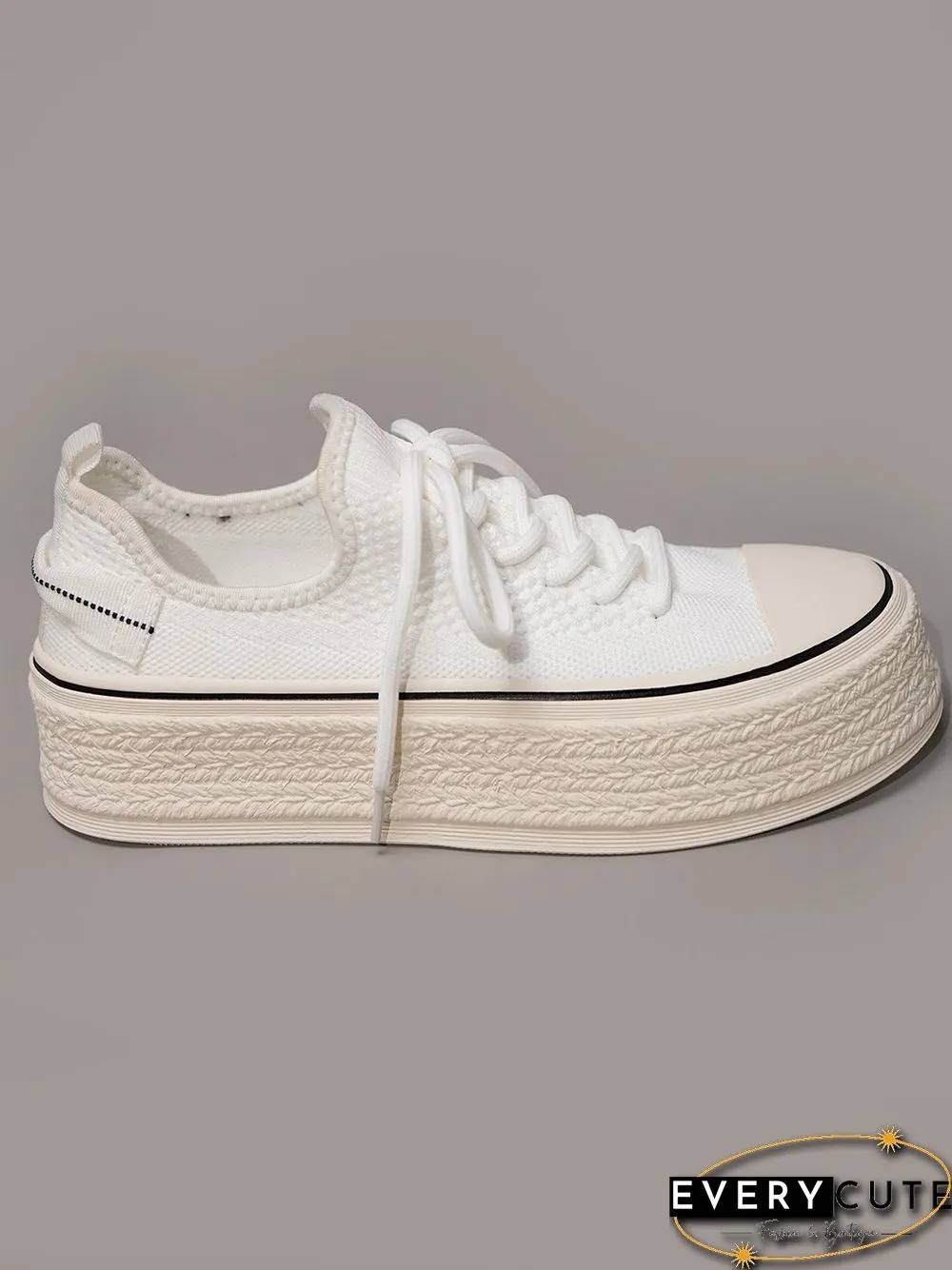 Fashionable Lightweight Breathable Lace-Up Platform Flyknit Casual Shoes