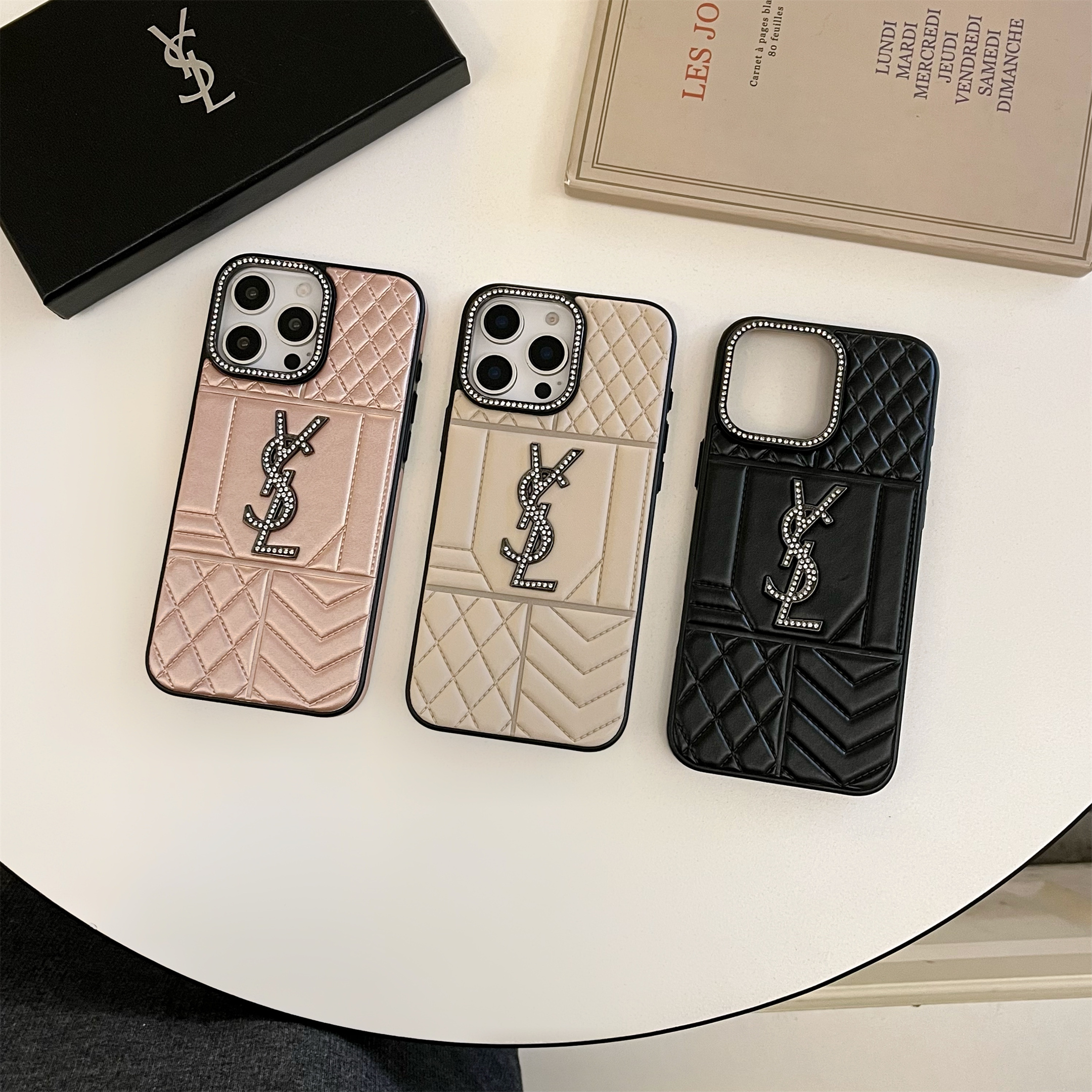 YSL New Lambskin Shiny Diamond Eye-catching Apple iPhone Case