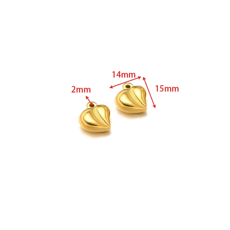 5 PCS/Package 14*17mm 304 Stainless Steel Heart Shape Pendant Jewelry Accessories