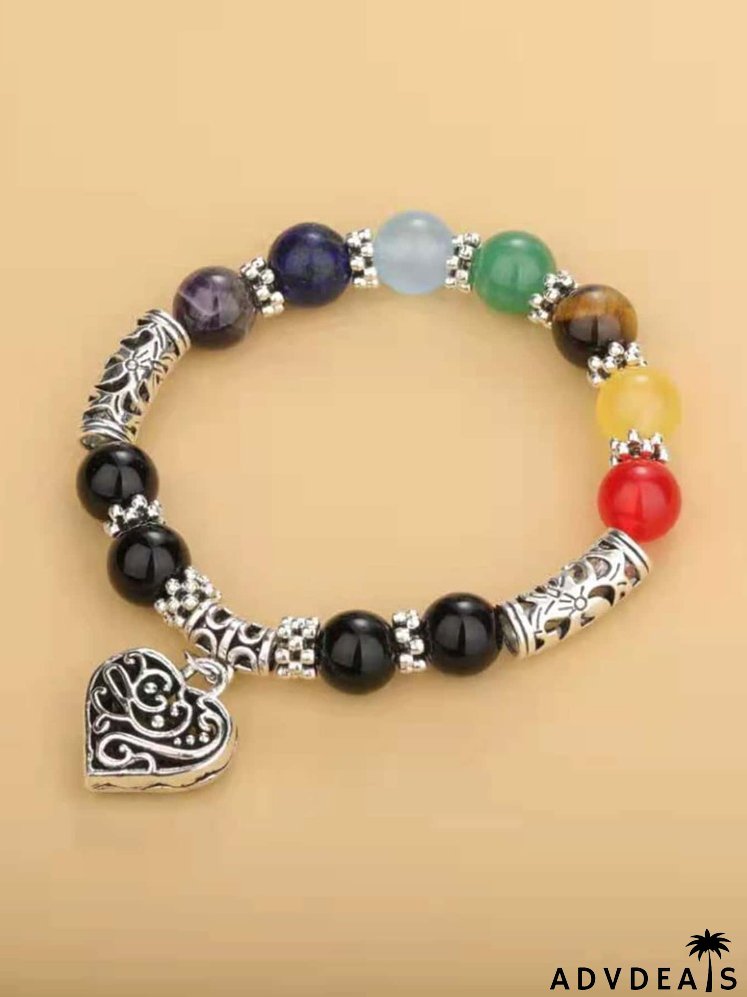 Heart Charm Beaded Bracelet