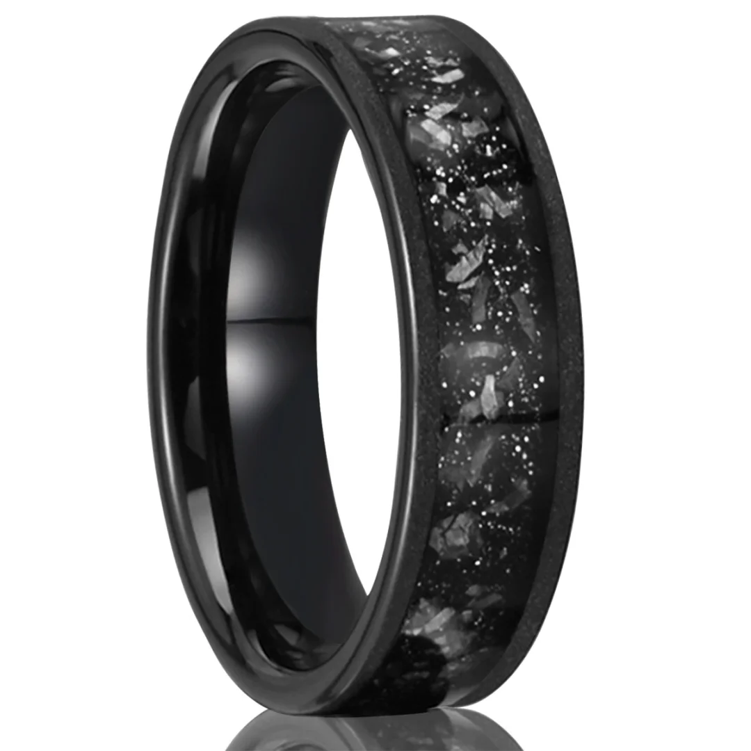 6MM Couple Tungsten Carbide Rings Mens Womens Meteorite-set Electroplated Black Sandblasted Wedding Bands