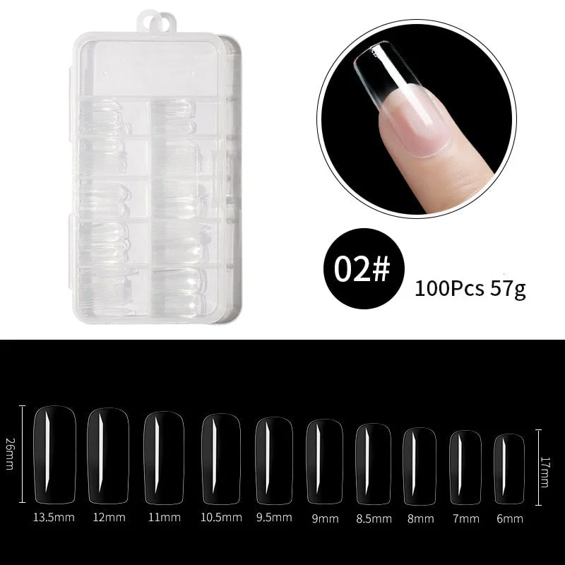 100Pcs False Full Nail Tips Quick Building Mold Tips Nail Dual Forms Finger Extension Nail Art UV extension Easy Find Nail Tools-Nail Inspo