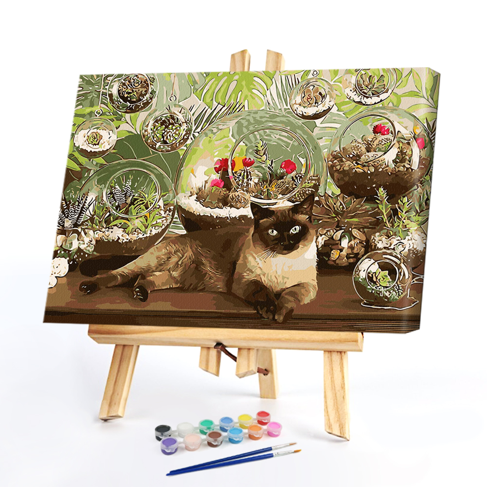 

40*50CM Paint By Numbers-Glass Ball Cat, 501 Original