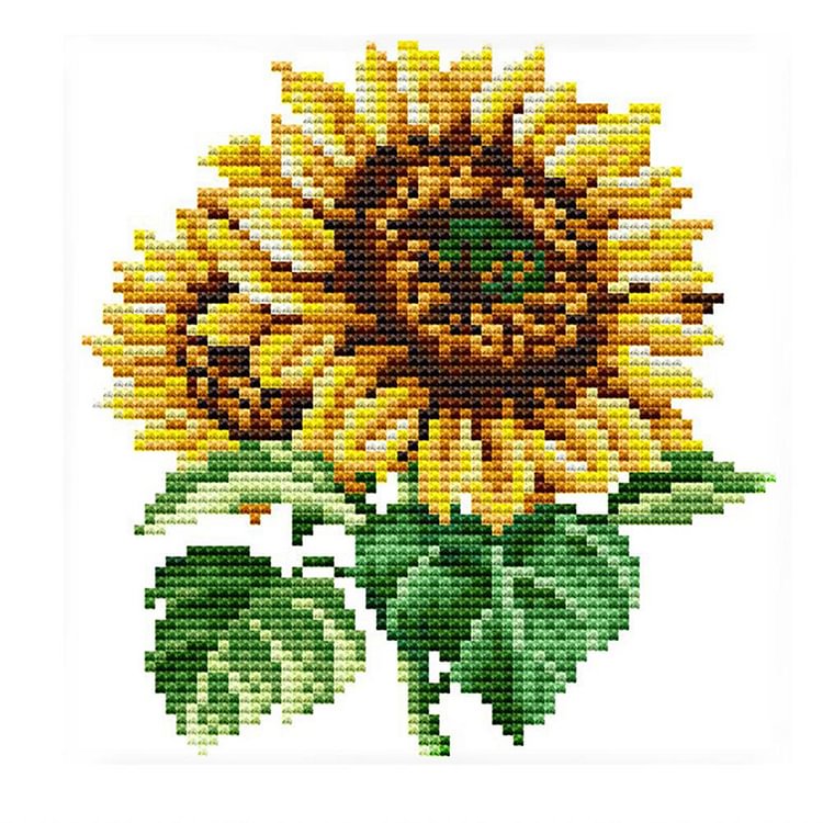 Sunflower - 14CT 2 Strands Threads Printed Cross Stitch Kit - 17x17cm(Canvas)