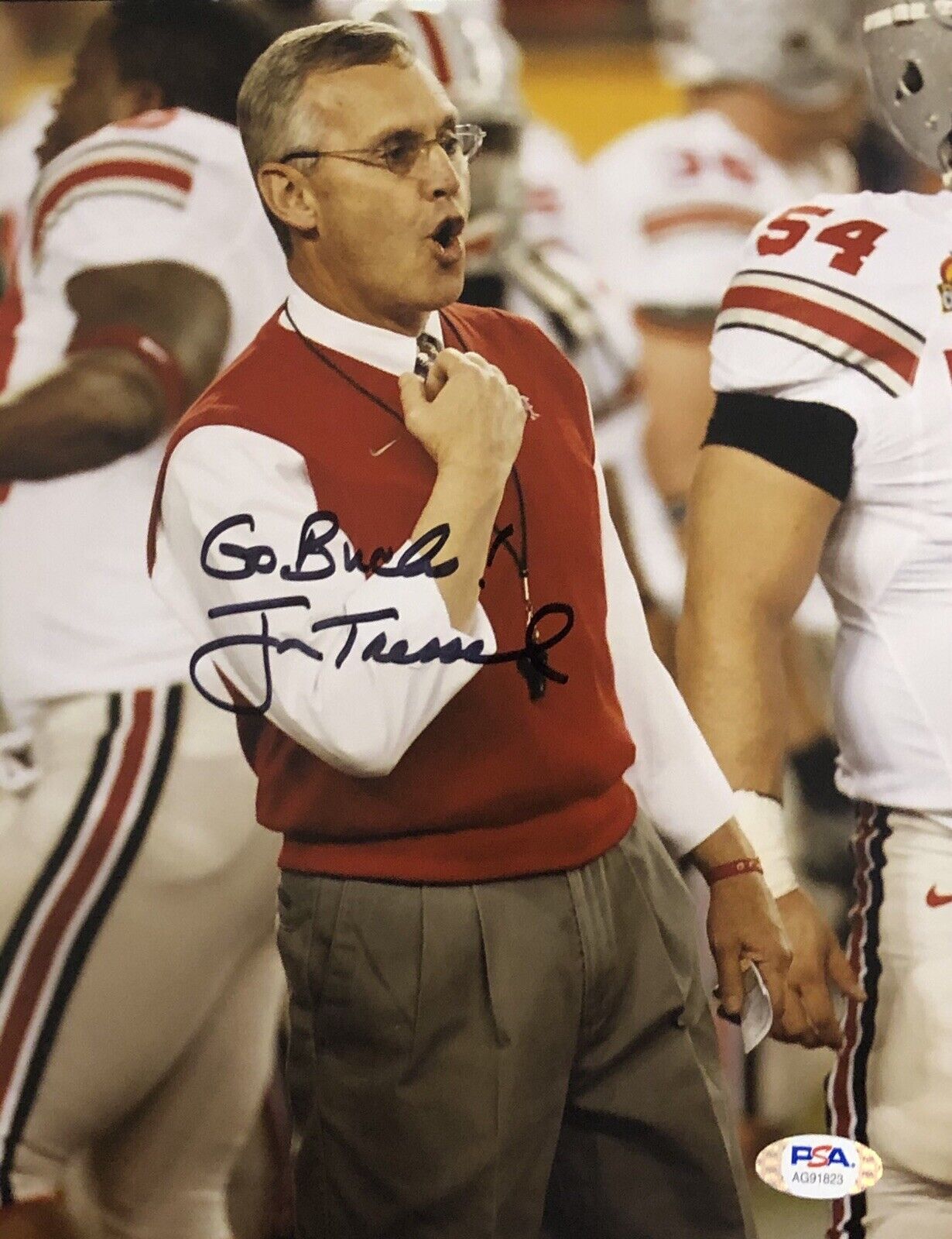 Jim Tressel Signed Autographed Ohio State Buckeyes 8x10 Photo Poster painting Psa/Dna