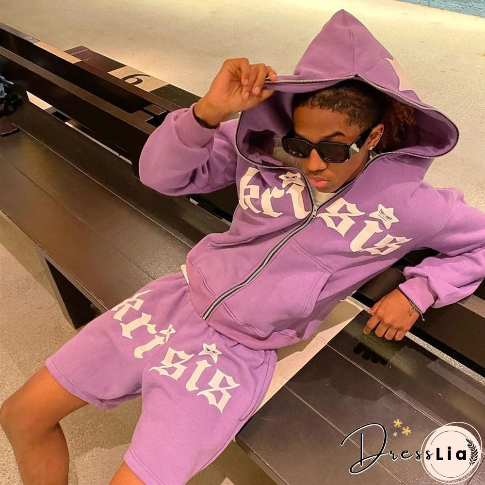 Fashion Men Sweatshirt Y2k Aesthetic Fairy Grunge Long Sleeve Hooded Tops Mens Hoodies Zipper Clothes Streetwear