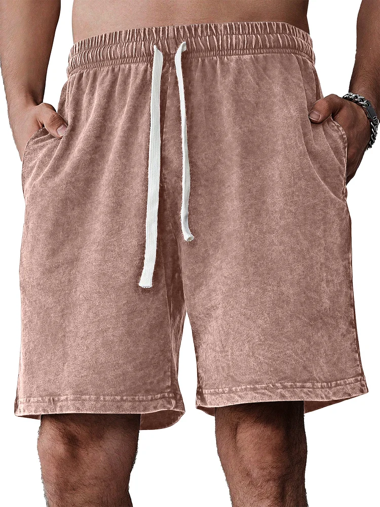 Men's Vintage Washed 100% Cotton Distressed Pocket Daily Shorts