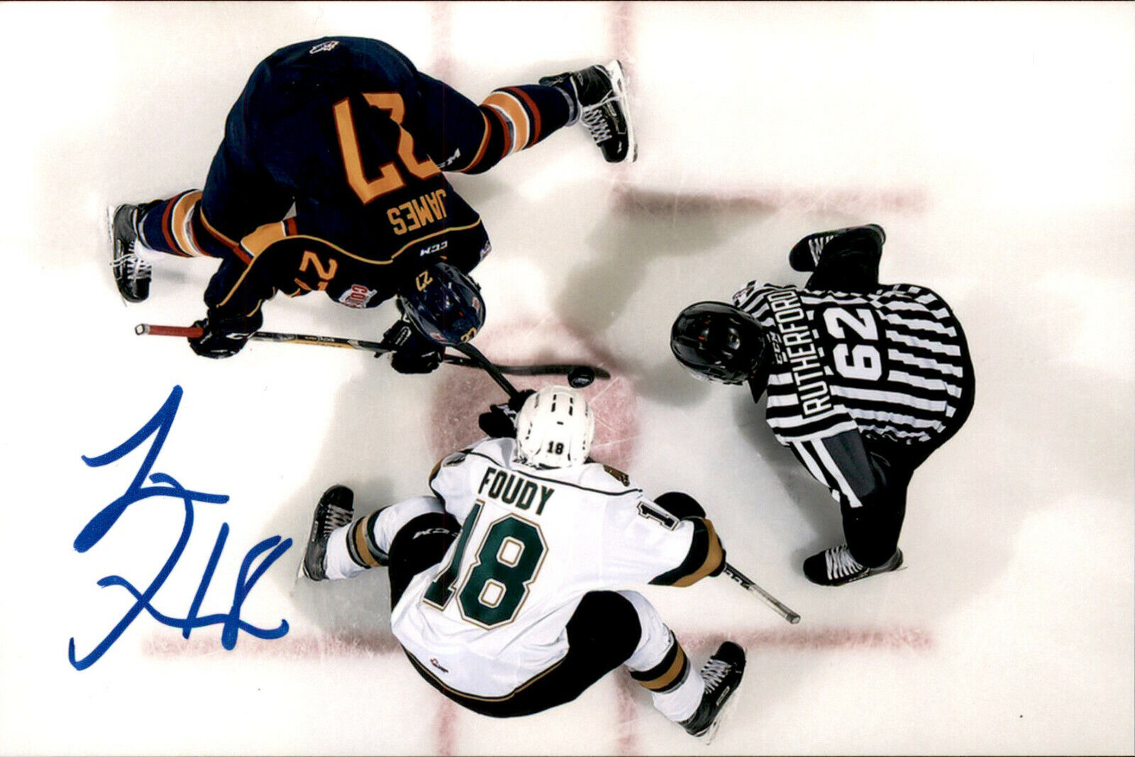 Liam Foudy SIGNED 4x6 Photo Poster painting LONDON KNIGHTS / COLUMBUS BLUE JACKETS #4