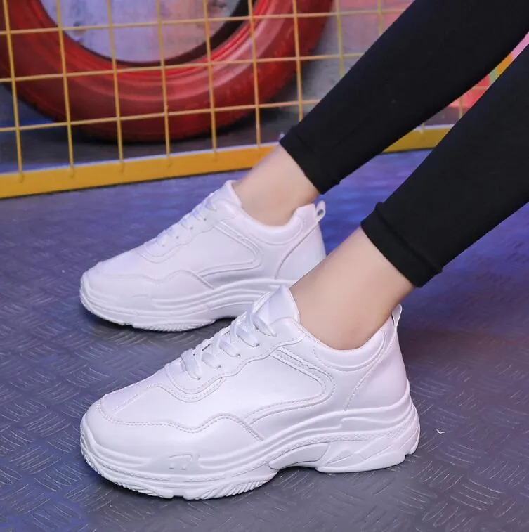 2022 Spring Fashion Women Casual Shoes Leather Platform Sport Shoes Woman Sneakers Ladies White Trainers Chaussure Femme Sneaker