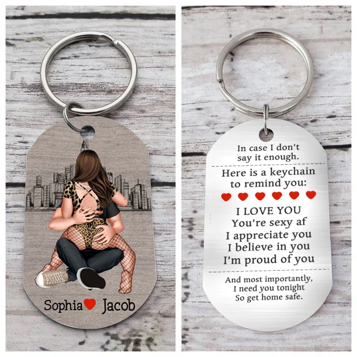 Personalised Couple Keychain Custom 2 Names Keyring "Get Home Safe" Stainless Steel Keychain