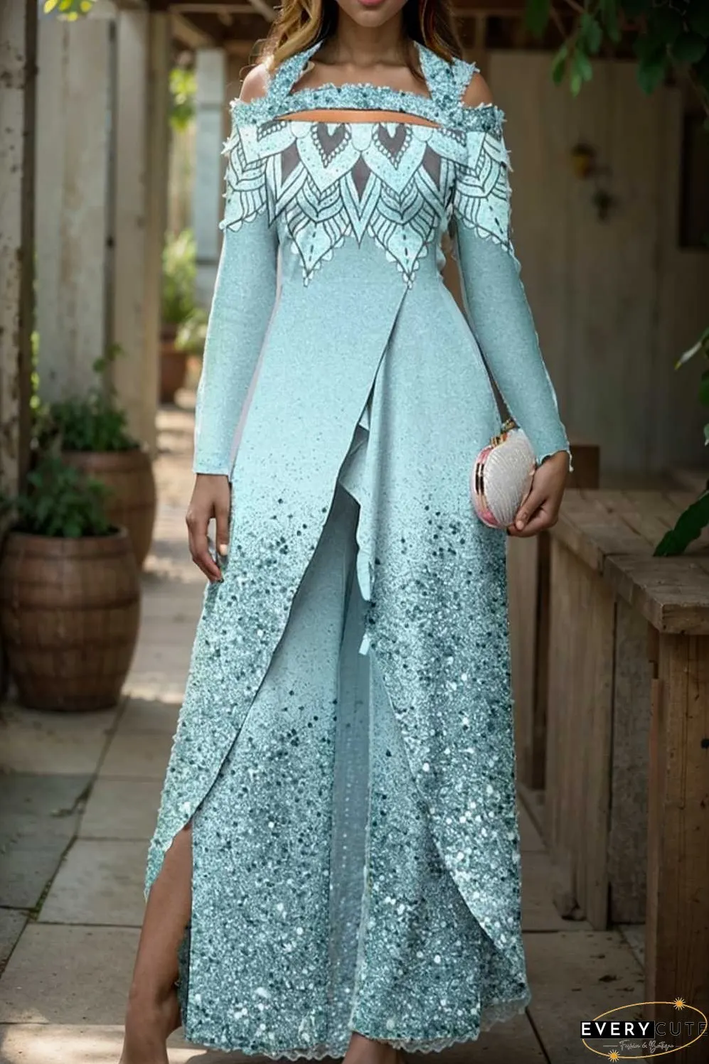 elegant gradient print off shoulder women s jumpsuit