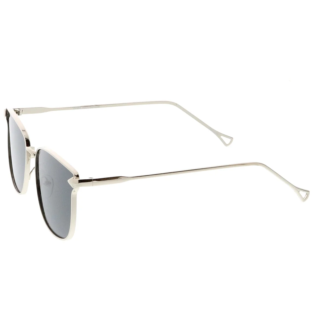 Modern Metal Square glasses With Flat Lenses And Slim Hook Arms 55mm