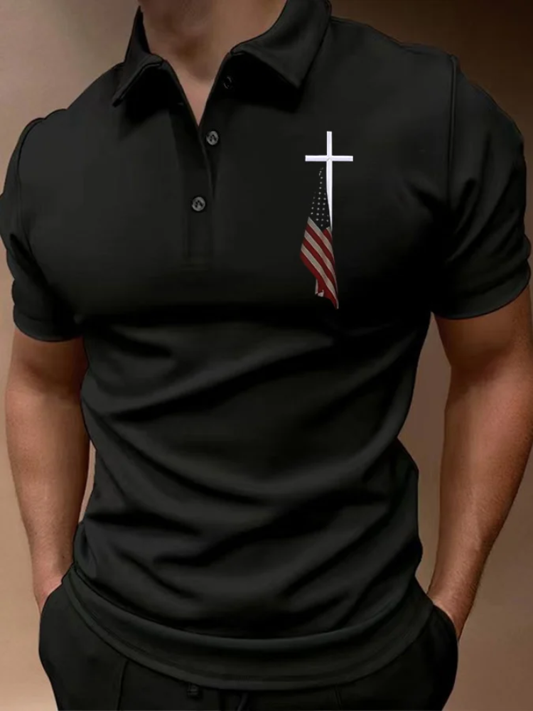 Men's Short Sleeve Casual Printed POLO Shirt