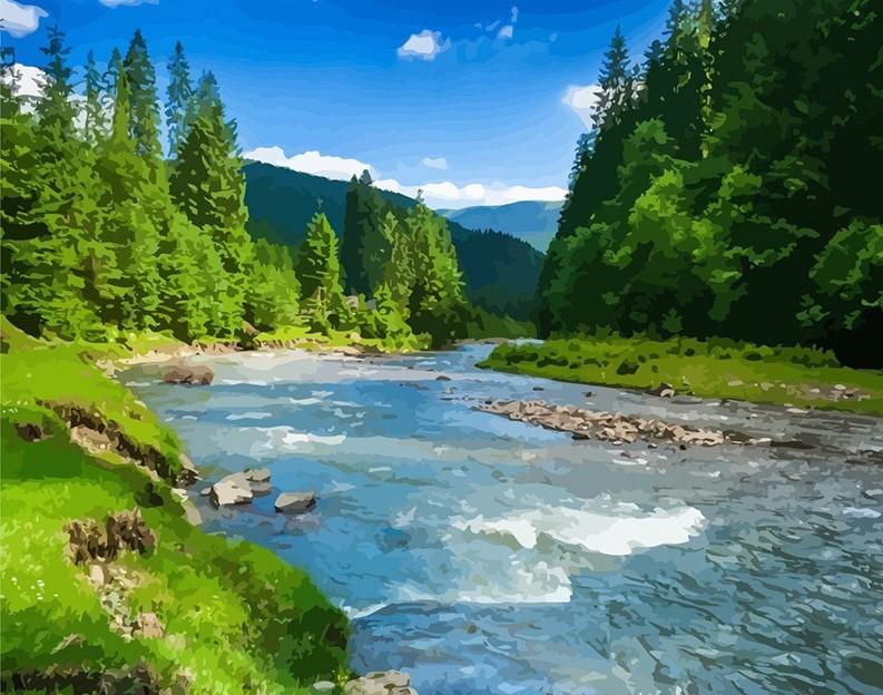 

Green Forest River – Paint By Numbers - 40*50CM, 501 Original