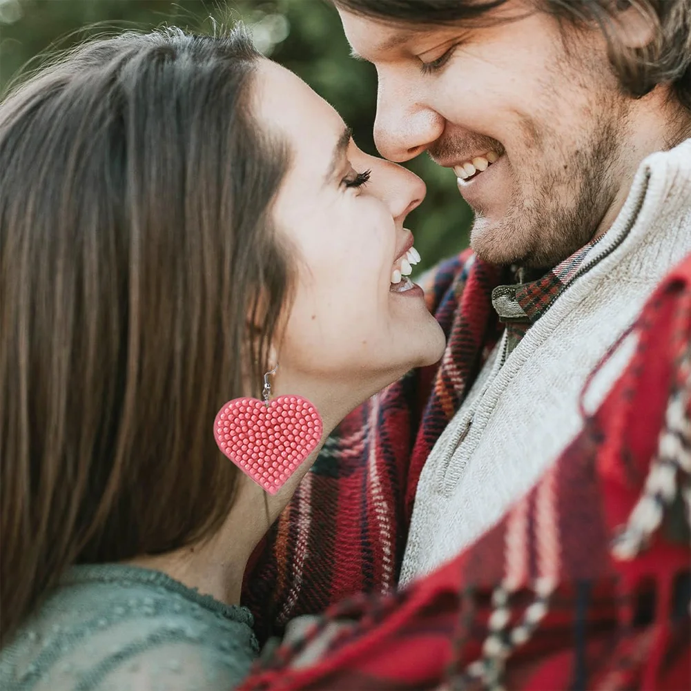 4Pairs DIY Pink Earrings Double Sided Holiday Diamond Art Earrings for Women