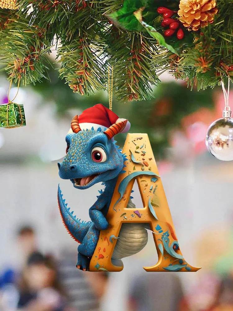 Christmas Cute Dragon Pendants Acrylic Letter Shaped Exquisite for Xmas Tree Car