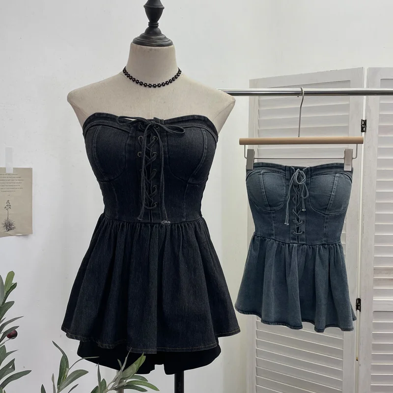 Nigikala Nigikala Shooting Western Cowboy Style Hottie Wearing Retro Breasted Cowboy Vest Wearing Rope With Sleeveless Top 2621