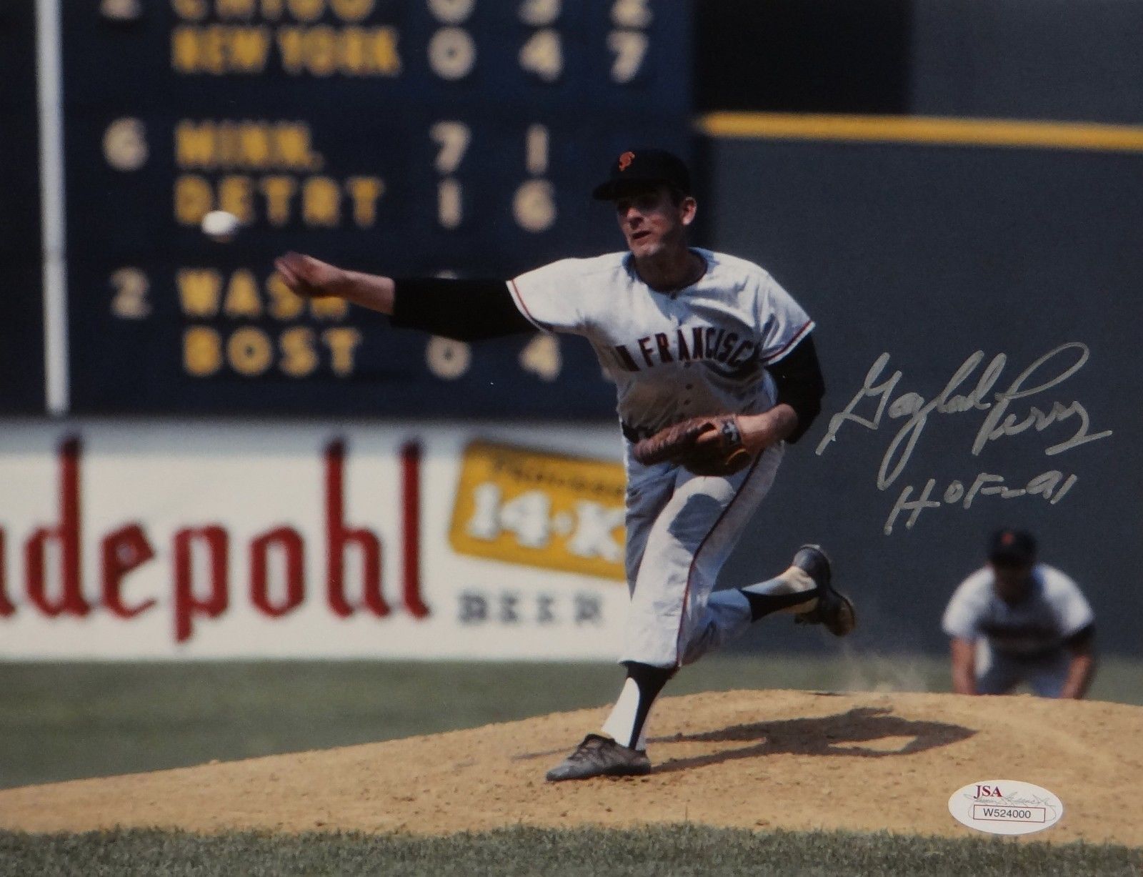 Gaylord Perry HOF Autographed 8x10 Giants Pitching Photo Poster painting- JSA W Authenticated