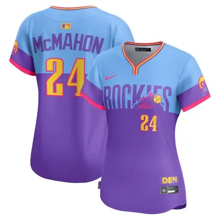 Women's Colorado Rockies #24 Ryan McMahon  Purple/Light Blue 2025 City Connect Limited Player Jersey