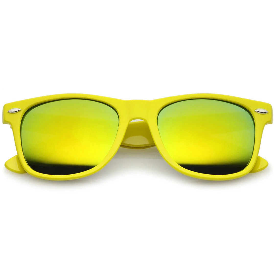 Retro Large Square Colored Mirror Lens Horn Rimmed glasses 55mm