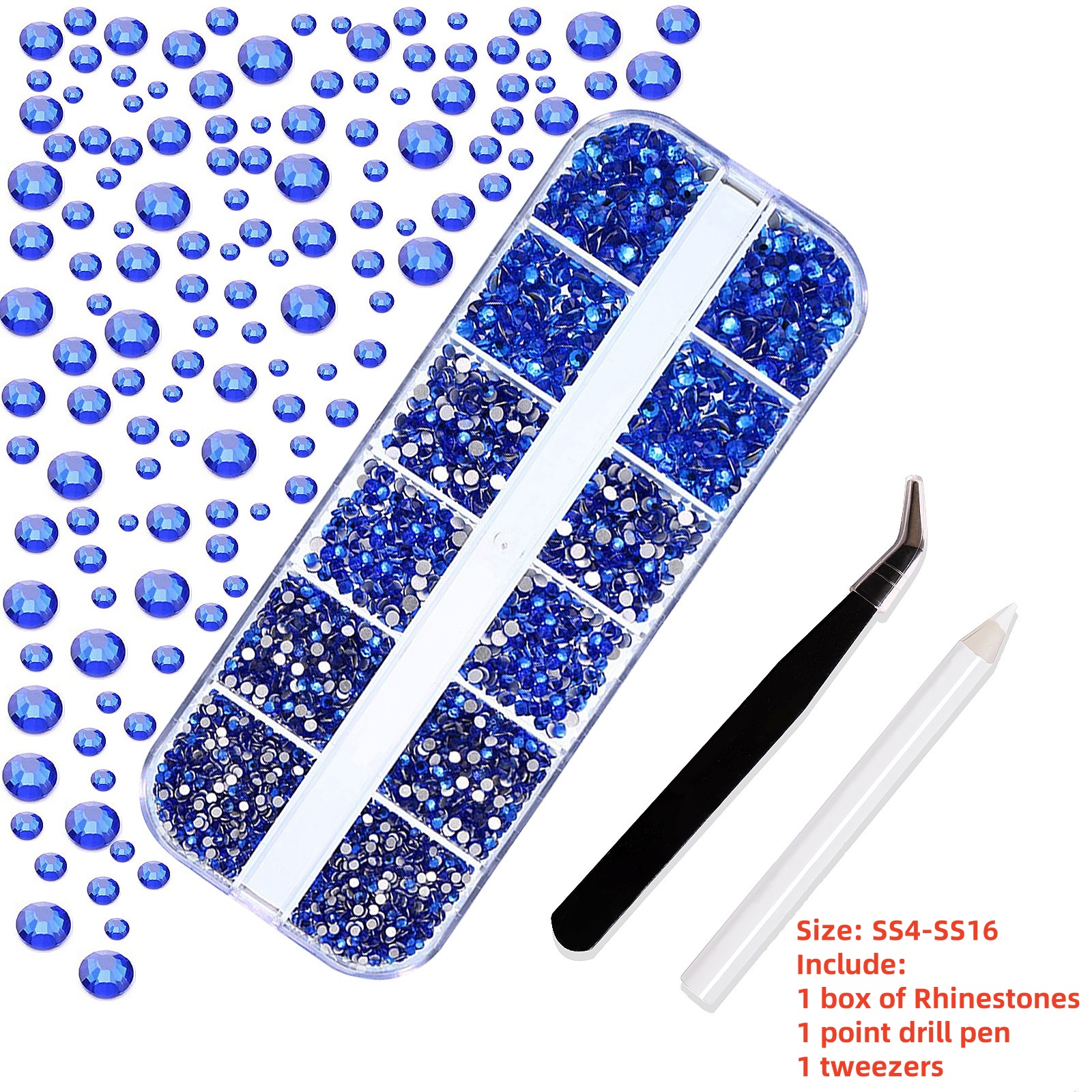 Multi-Size Nail Rhinestones Kit 3D Crystal AB DIY Nail Art Decors Diamond Gems Glitter Manicure Point Drill Pen Tweezers Tools #