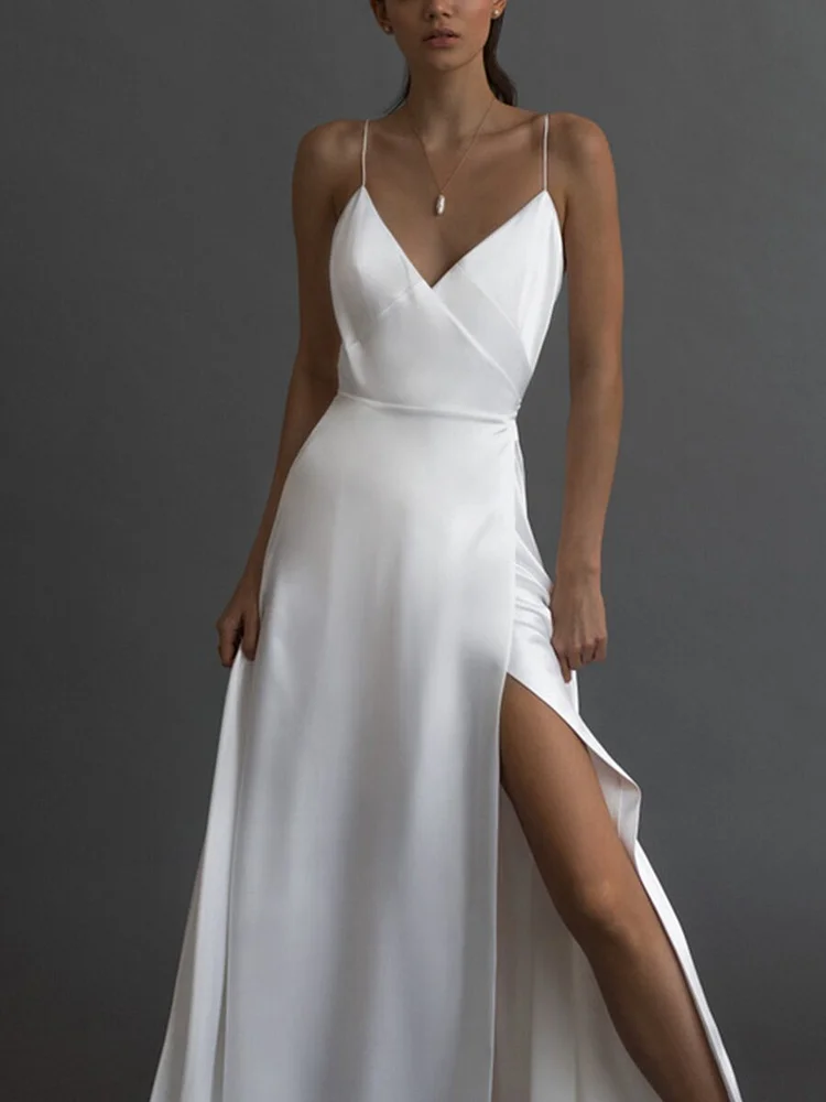 Halter Sleeveless V-neck Evening Dress