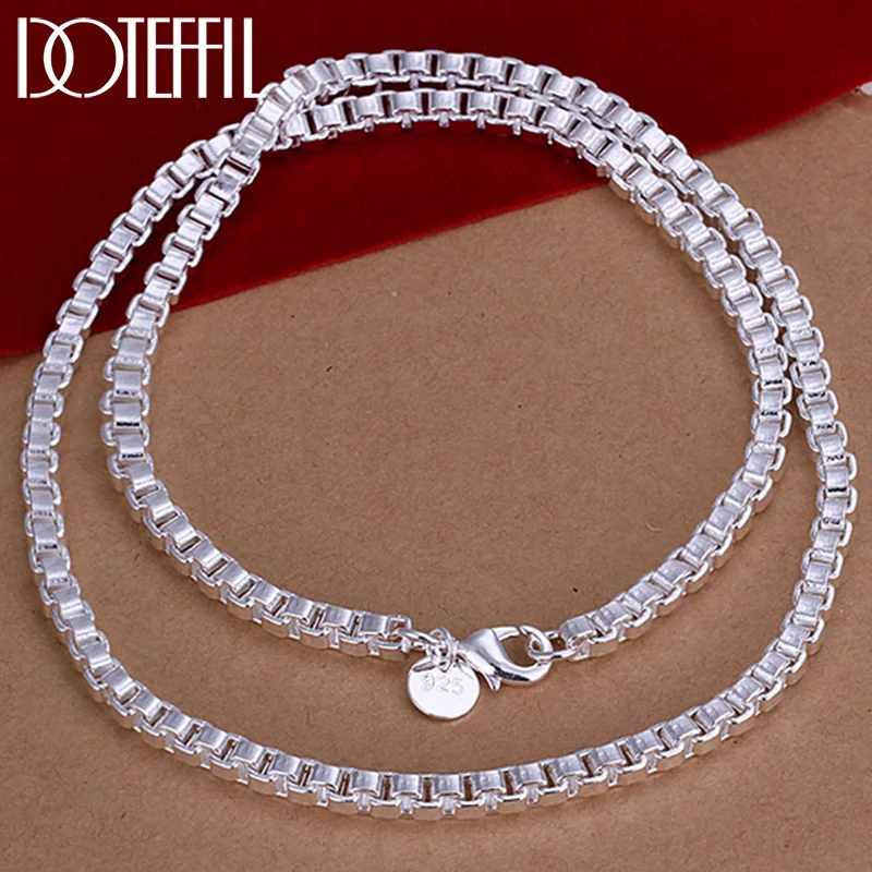 DOTEFFIL 925 Sterling Silver 5mm Box Necklace Chain For Man Women Jewelry