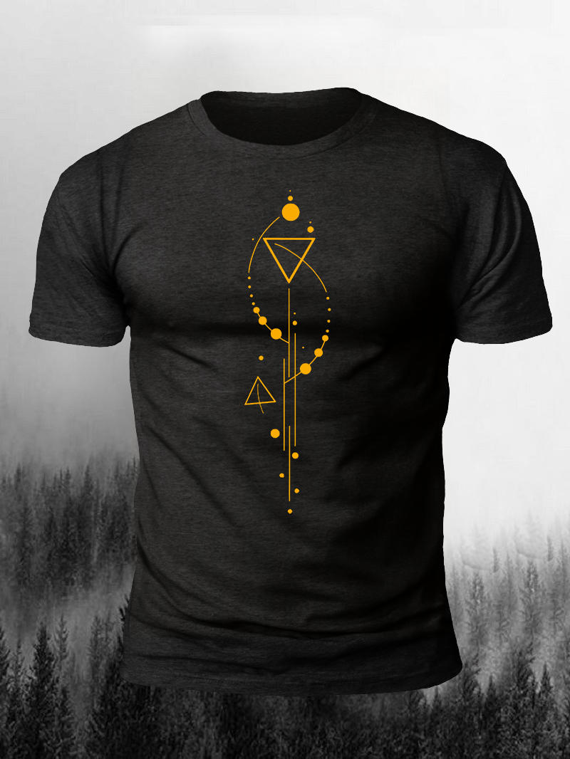 Men's Fantastic Geometric Shapes Line Print Short Sleeve T-Shirt