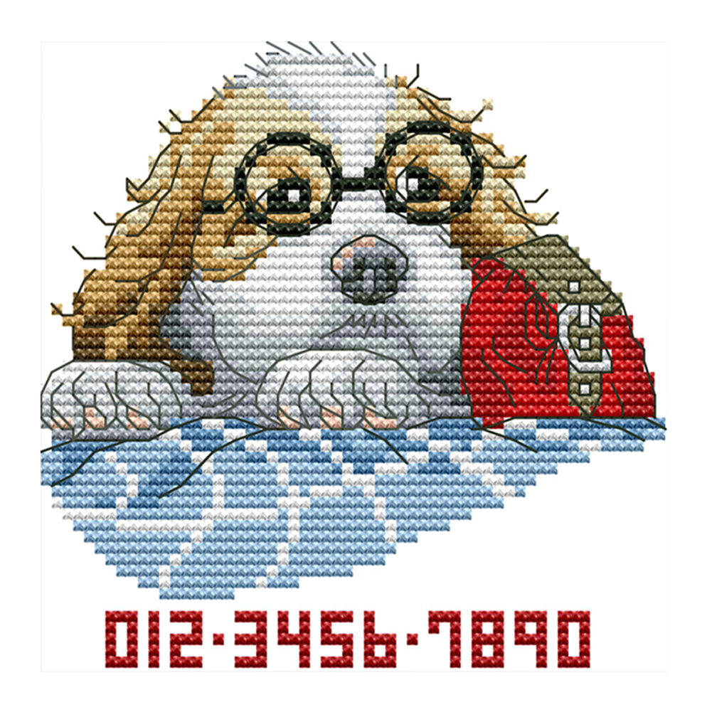 

Dogs with Glasses - 14CT Stamped Cross Stitch - 16*15CM, 501 Original