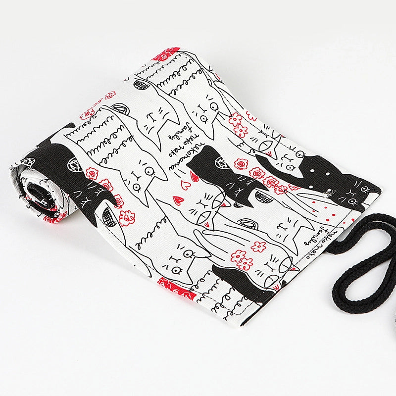 Fashion Geometric Printing Large Capacity Canvas Pencil Pouch Stationery