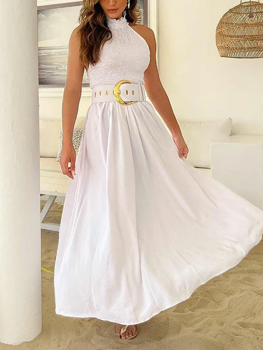 Sleek Backless A-Line Dress