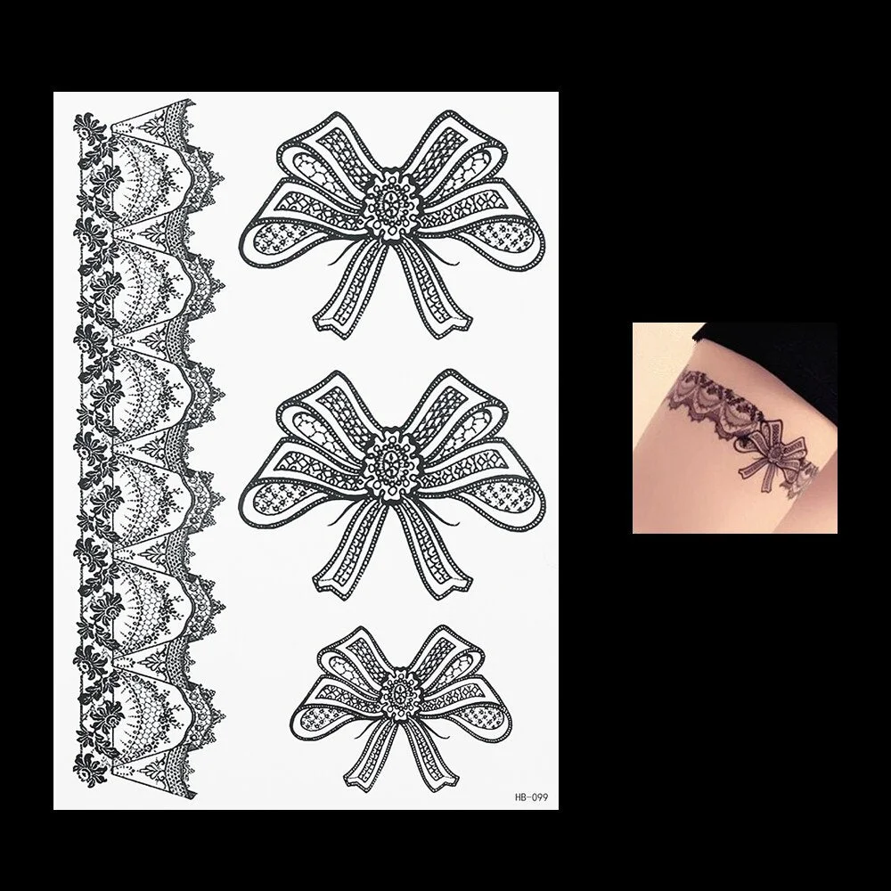 1PC Large Henna Tattoo Stickers For Wedding GBJ206 Black Ink Lace Henna Paste Women Party Brides Flower Temporary Tattoo 21x15CM