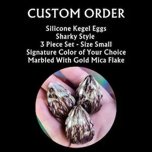 pornhint Pornhint Small Clutch of 3 'Soft 'Sharky' Silicone Kegel Eggs - Your Choice of a Signature Color Marbled With Sparkly Gold Mica Flake