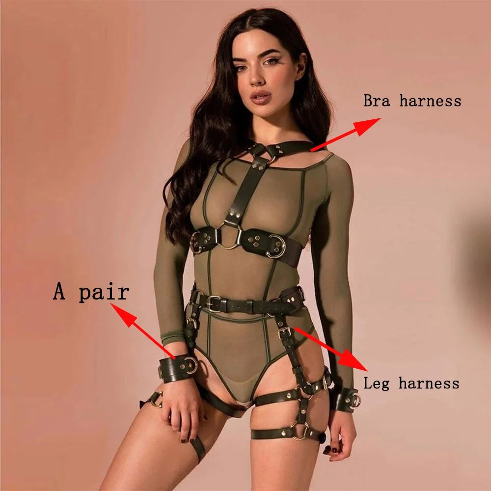 Billionm Fullyoung Women's Harness Sexy Leather Garter Harajuku Lingerie Suspenders Set Body Bondage Cage Belt Goth Clothing Accessories