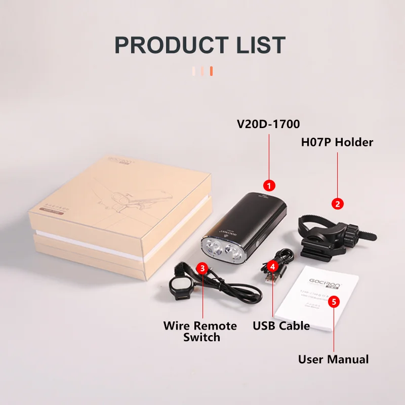 V20D-1700 Bicycle Road Front & Rear Light 2 In 1