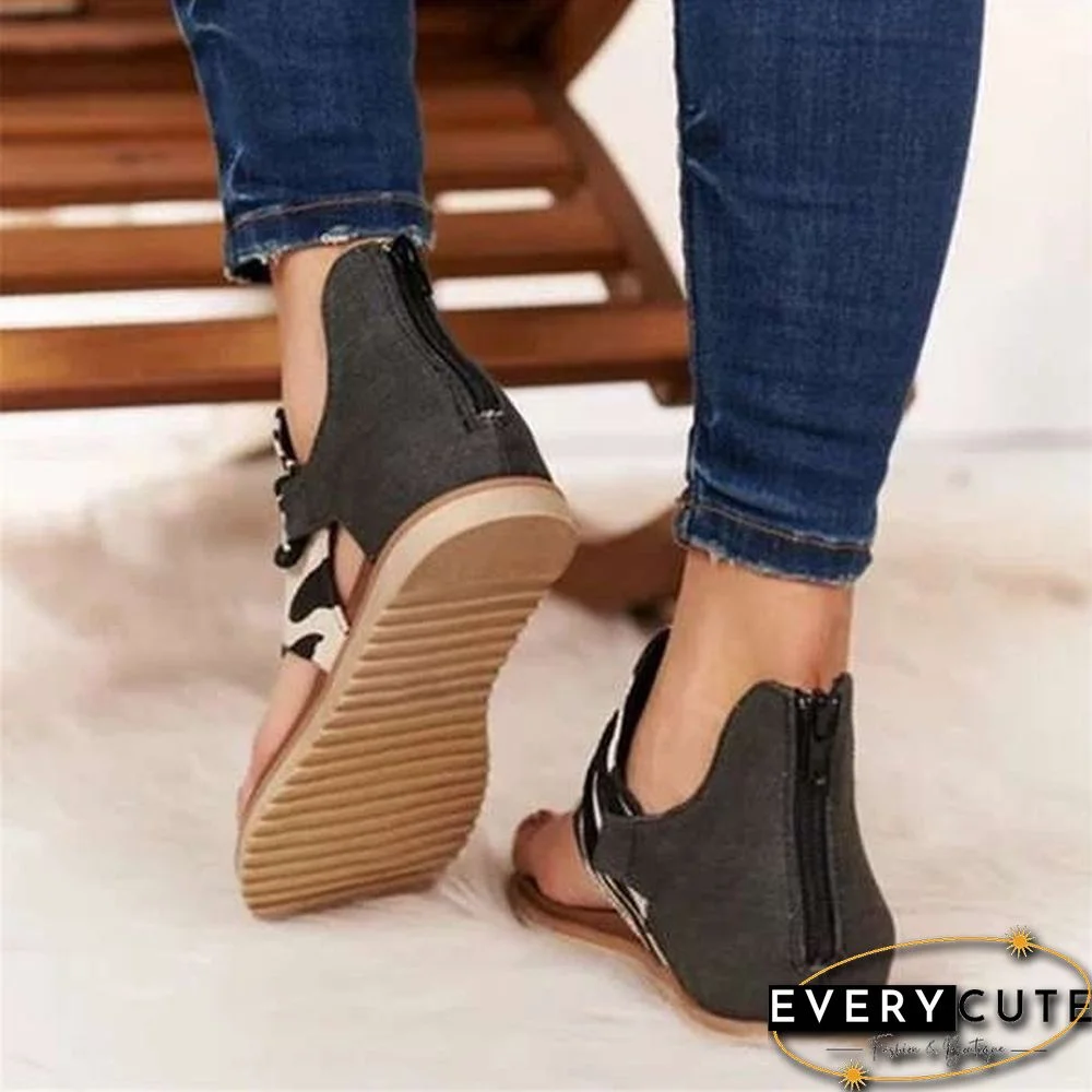 New Women Large Size Slingback Sandals Women Casual Leopard Flip Flops Fashion Animal Print Sandals Sandale Femme Rome Belt Buckle Flat Sandals Sandalias Femininas