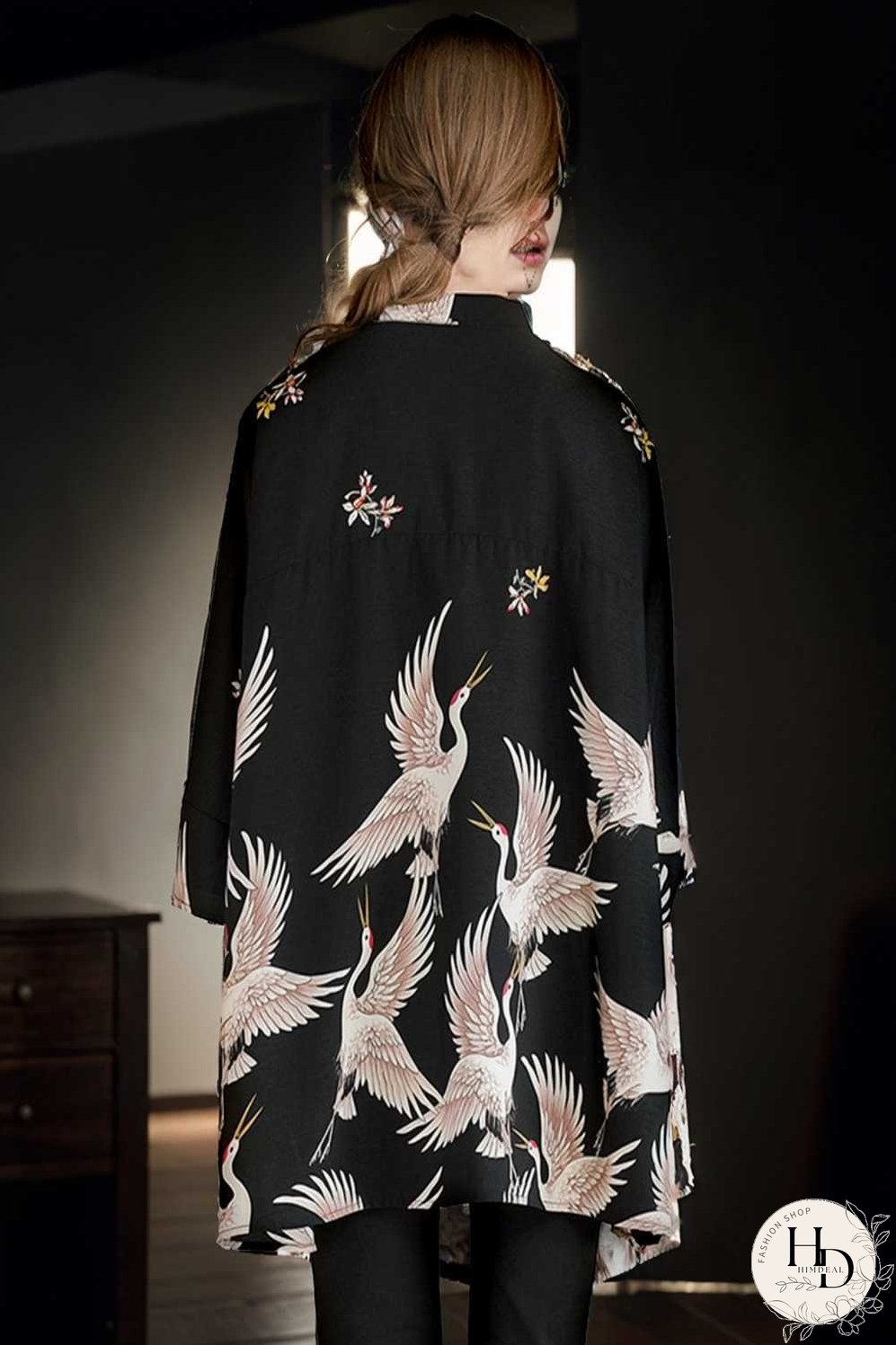 size curve blouses crane print loose oversized blouse