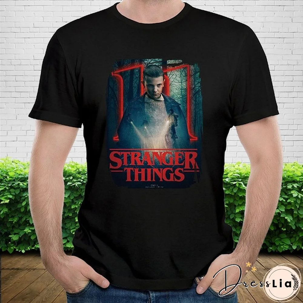 Stranger Things Eleven Poster Man's T Shirt Summer Short Sleeve Tees Cotton Crew Neck Black Tops S To 3Xl