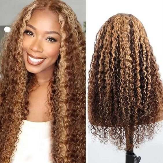 Deep Wave Wig Highlight Color T Part Human Hair Wigs Pre Plucked with Baby Hair US Mall Lifes