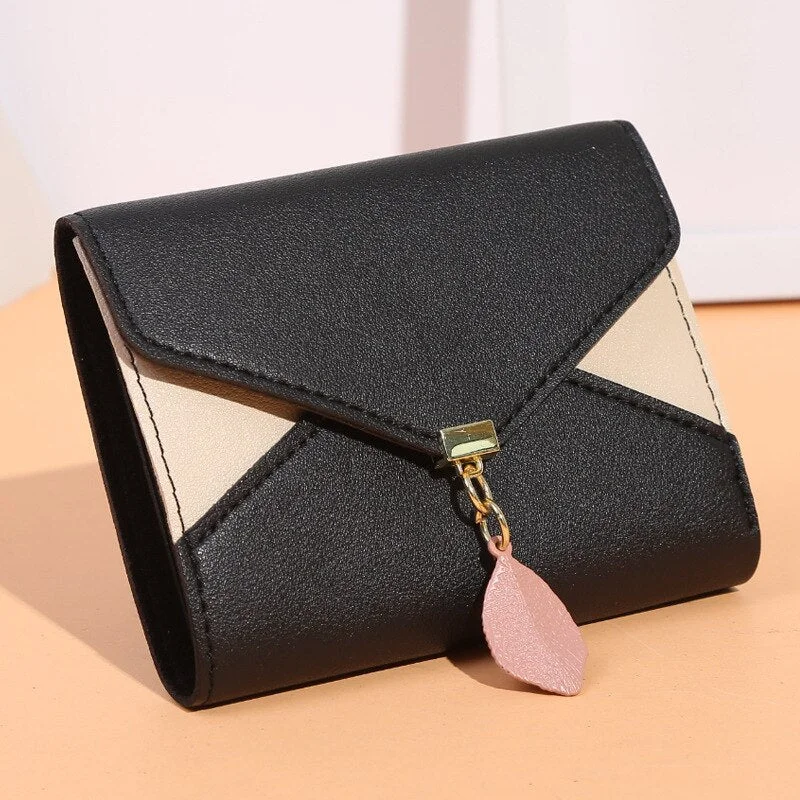 Geometric Luxury Brand Leather Wallets Women Short Hasp Coin Purses Tassel Design Clutch Wallet Female Money Credit Card Holder