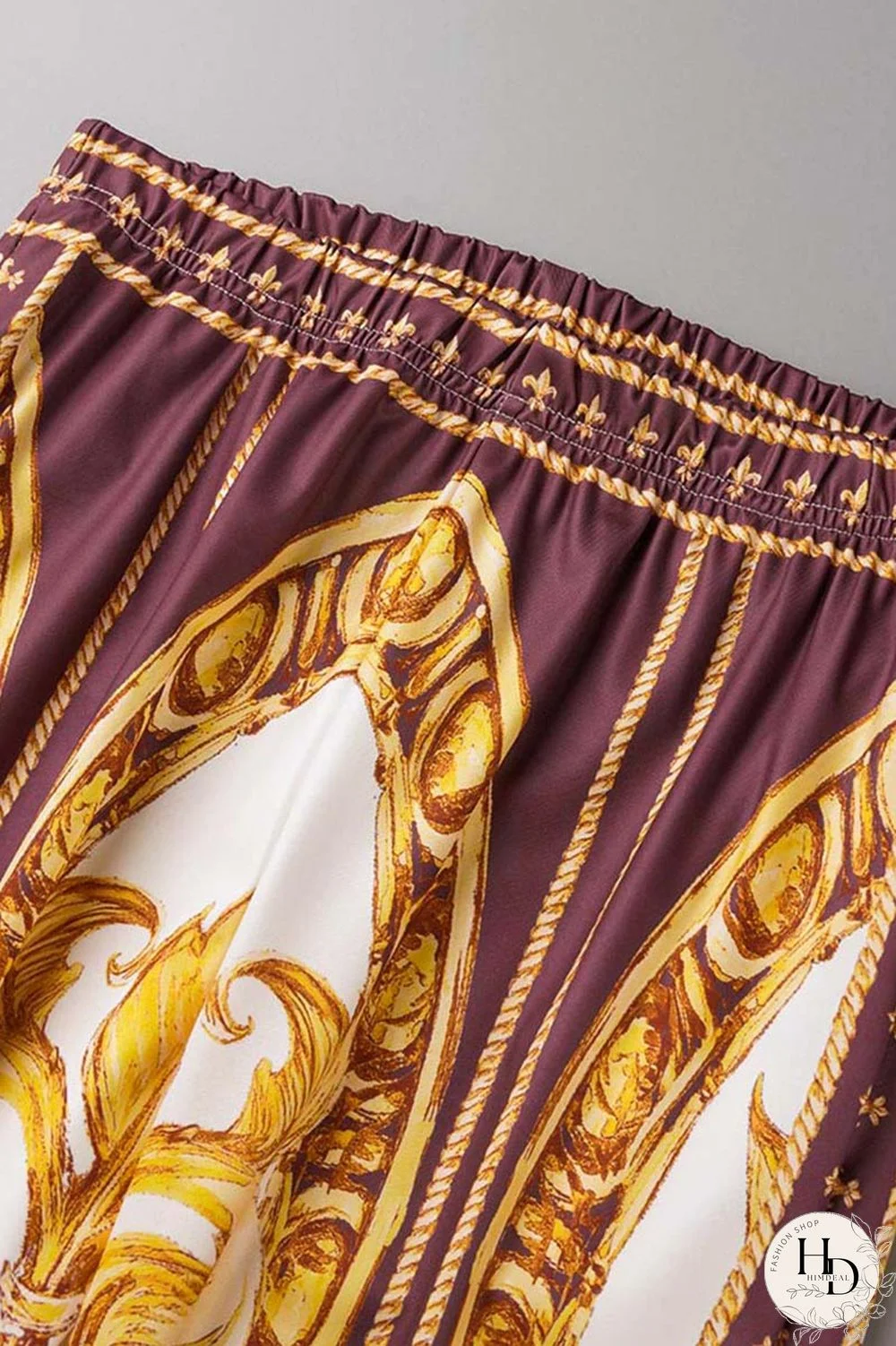 Brown Casual Print Patchwork Turndown Collar Long Sleeve Two Pieces