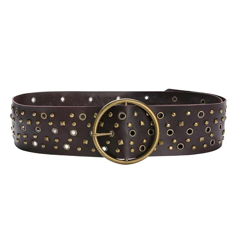 Huibahe Popular Ring Belt Vinatge Punk Style Crop Belts Female Fashion Hollow Out Decorative Concave-shaped Belt Street