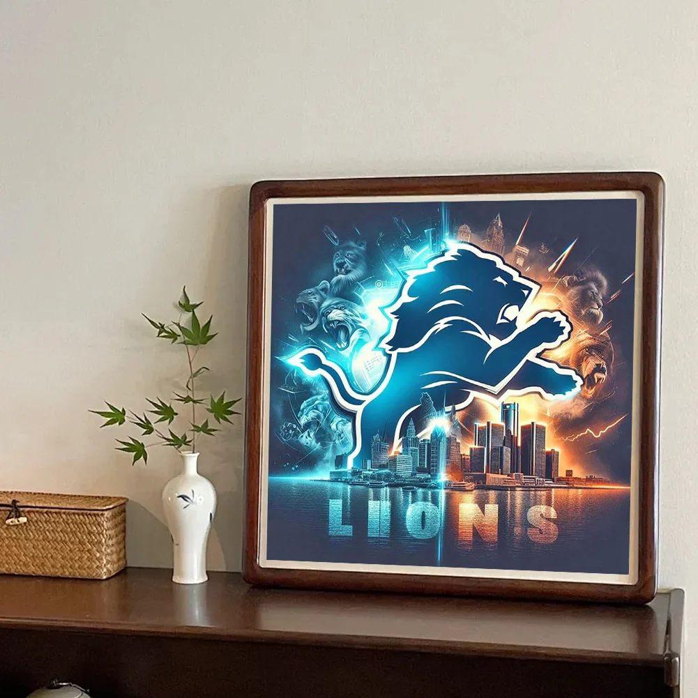 Diamond Painting - Full Round Drill - Detroit Lions(Canvas|40*40cm)