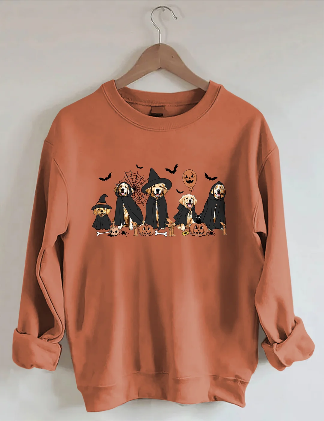 Ghost And Witch Golden Retriever Halloween Sweatshirt