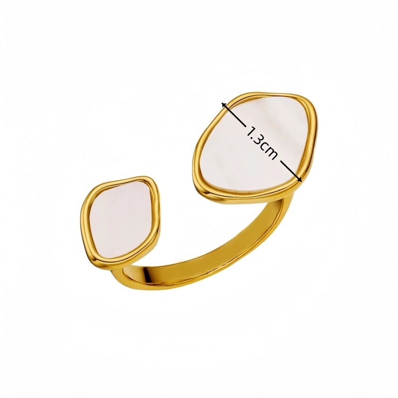 Minimalist Irregular 304 Stainless Steel Shell 18K Gold Plated Inlay Open Rings