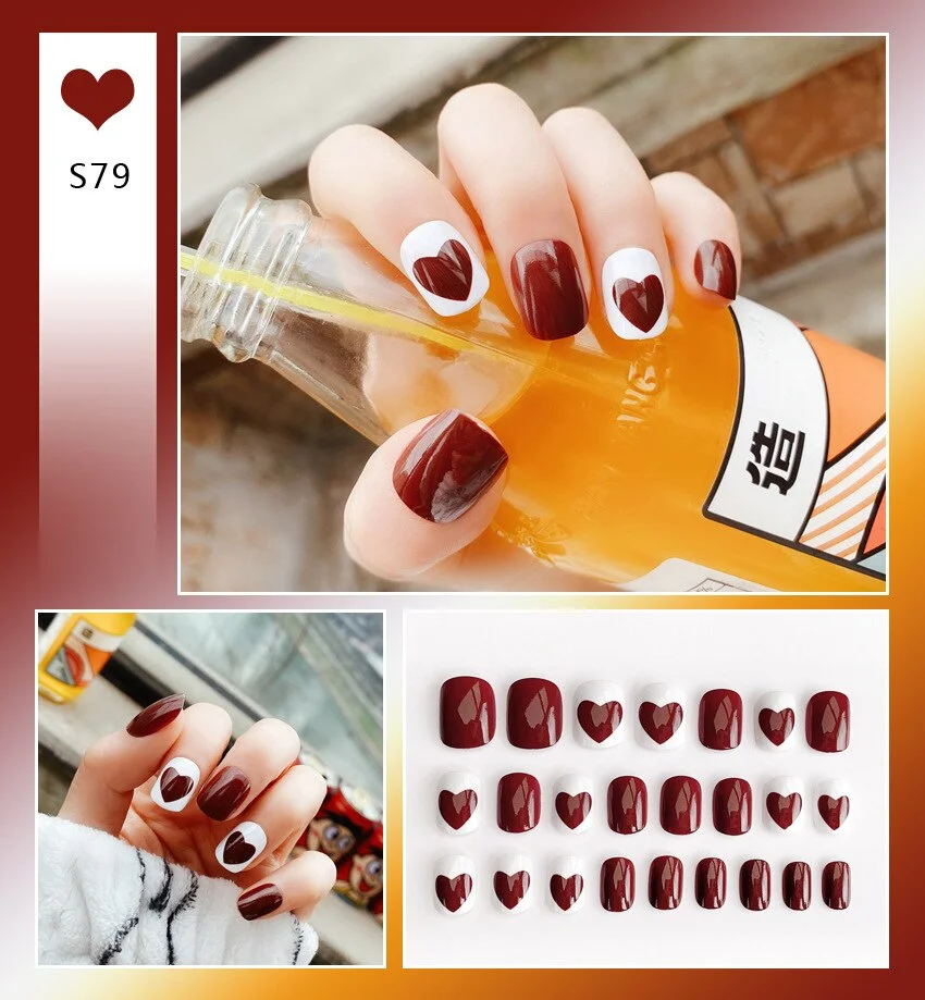Nail Art Fake Nails Short Tips Press on With Glue Coffin Stick Clear False Display Designs Set Full Cover Artificial Square Kiss-Nail Inspo