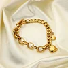 Heart Pendant Zircon OT Buckle 18K Golden Bracelet